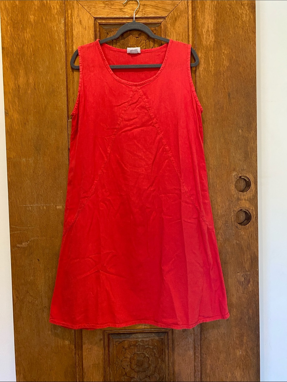 Eucalyptus 100% cotton tank dress tomato red large knee length shift